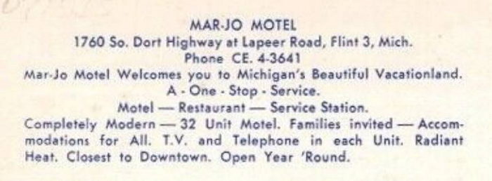 Mar-Jo Motel - Old Postcard